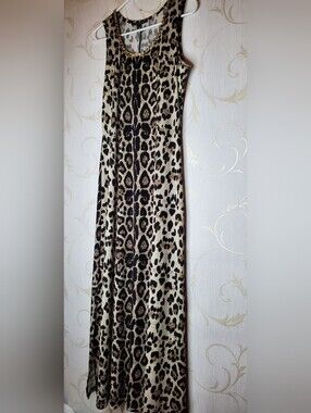 CocoBlanco Stretchy Leopard Maxi Dress LARGE